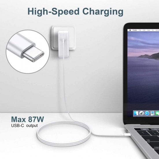 Chargeur USB Type -C pour Mac Book Pro 87W Compatible avec Mac Book 2016 2017 2018 13/15 Chargeur USB Type -C pour Mac Book Pro 87W Compatible avec Mac Book 2016 2017 2018 13/15
