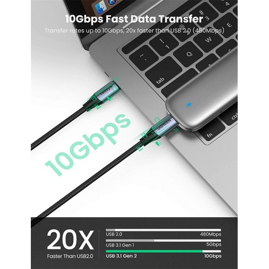 1M Câble USB C vers USB C 3.1 Gen 2 100W PD Charge Rapide Vidéo 4K 60Hz Data Sync à 10Gbps Compatible avec Macbook Pro Macbook Air Galaxy S21 Ultra S20 S8 Note 10 1M Câble USB C vers USB C 3.1 Gen 2 100W PD Charge Rapide Vidéo 4K 60Hz Data Sync à 10Gbps Compatible avec Macbook Pro Macbook Air Galaxy S21 Ultra S20 S8 Note 10