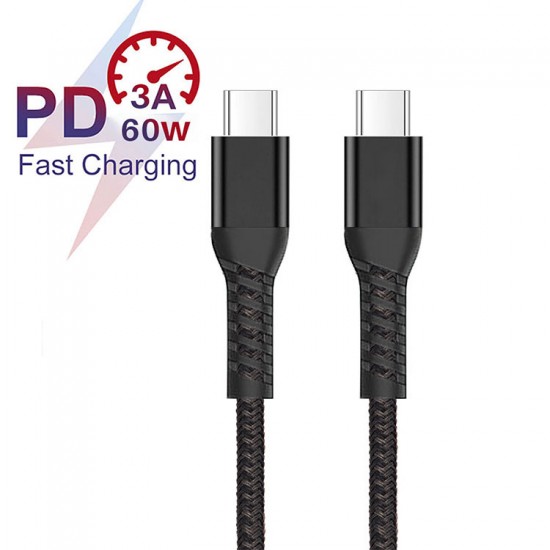 Câble USB C vers USB C 3.1 Gen 2 60W PD Charge Rapide Vidéo 60Hz Data Sync à 10Gbps Compatible avec Macbook Pro Macbook Air Galaxy S21 Ultra S20 S8 Note 10