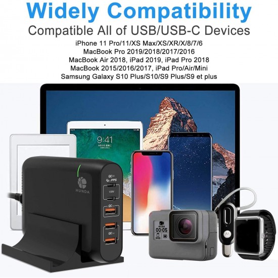 Chargeur USB Type C,100W/150W avec 2 Port USB-C Power Delivery 3.0 PPS & 3 Port Q.C 3.0 pour Macbook Pro 16/15/13 Pouces, Macbook Air 2018, iPad Pro et Samsung Galaxy Chargeur USB Type C,100W/150W avec 2 Port USB-C Power Delivery 3.0 PPS & 3 Port Q.C 3.0 pour Macbook Pro 16/15/13 Pouces, Macbook Air 2018, iPad Pro et Samsung Galaxy