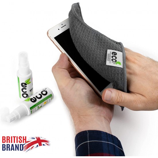 KIT De Nettoyage 2X30ml + Serviette en microfibres extra fines pour l'écran de l'ordinateur portable iPhone iPad Samsung Galaxy KIT De Nettoyage 2X30ml + Serviette en microfibres extra fines pour l'écran de l'ordinateur portable iPhone iPad Samsung Galaxy