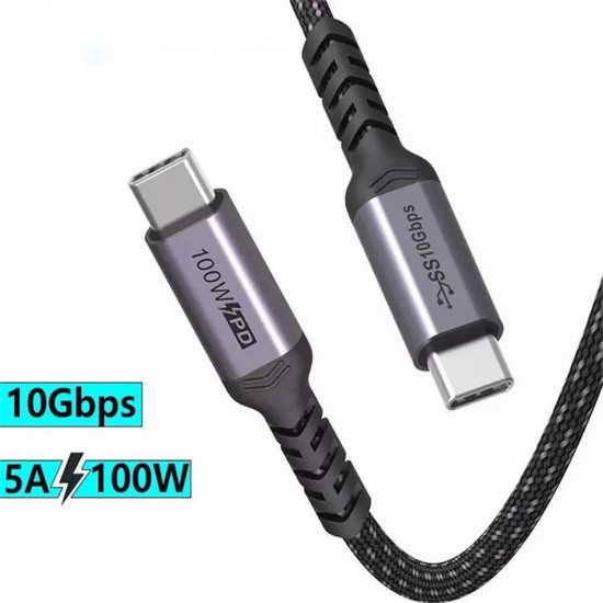 1M Câble USB C vers USB C 3.1 Gen 2 100W PD Charge Rapide Vidéo 4K 60Hz Data Sync à 10Gbps Compatible avec Macbook Pro Macbook Air Galaxy S21 Ultra S20 S8 Note 10